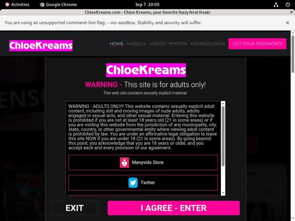 Bypass Chloekreams.com